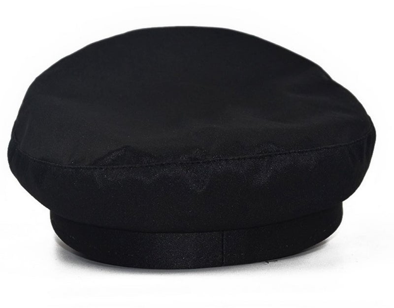 Brcus Mens Womens Newsboy Cap Yacht Captain Sailor Hat Cabbie Baker Boy Peaked Beret Black - Image 5